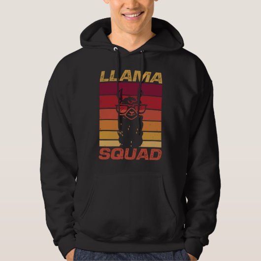 Cool Retro Sunglasses Llama  Llama Squad Hoodie (Vorderseite)