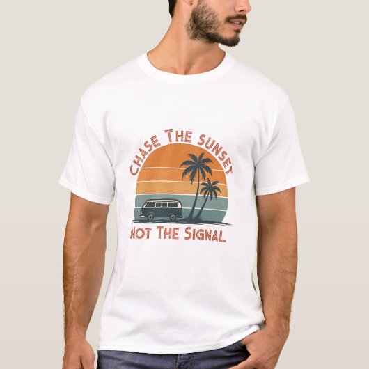 Cool Retro Sunset & Palm Tree Adventure T - Shirt (Vorderseite)