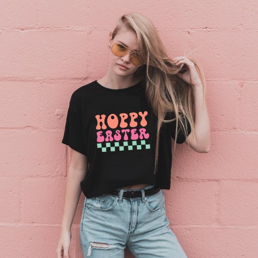 Cool Retro typography Hoppy Easter  T-Shirt