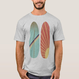 Cool Retro Vintag Blau und Rot Surfboard    T-Shirt