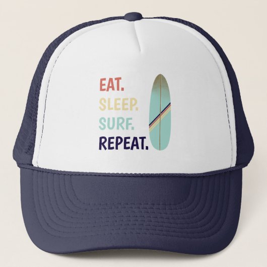 Cool Retro Vintag Blue Surfboard Surfer Truckerkappe (Vorderseite)