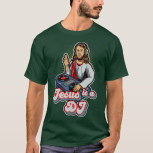 Cool Retro Vintag Jesus ist ein DJ Mixer Musik T-Shirt