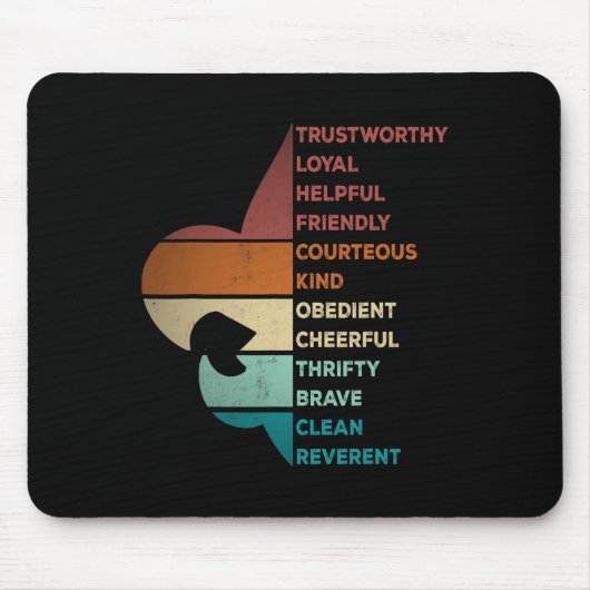 Cool Retro Vintage Stil Pfadfinder Gesetz Mousepad (Vorne)