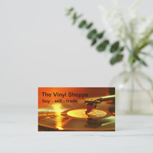 Cool Retro Vinyl Platten Store Visitenkarte (Stehend Vorderseite)