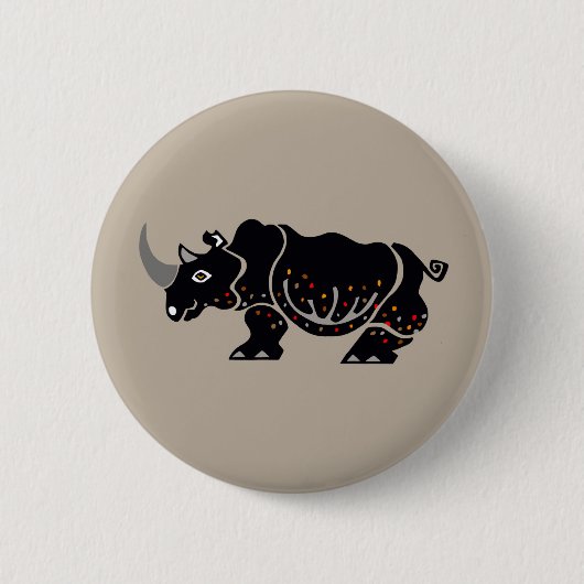 Cool RHINO - Gefährdete Tiergrafik Button (Vorderseite)