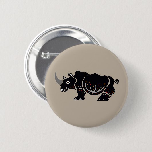Cool RHINO - Gefährdete Tiergrafik Button (Vorne & Hinten)