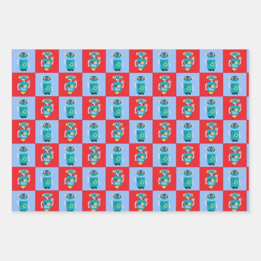 Cool Robot Boys Birthday Geschenkpapier Set (Vorderseite)