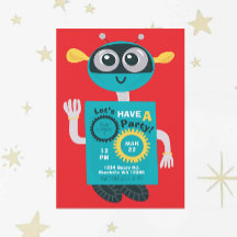 Cool Robot Boys Second Birthday Invitation