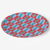 Cool Robot Pattern Boys Birthday Pappteller (Schrägansicht)