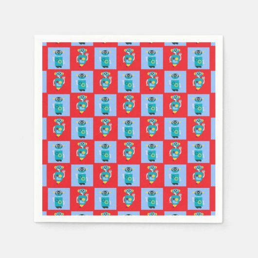 Cool Robot Pattern Boys Birthday Serviette (Vorderseite)