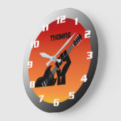 Cool Rock Guitar Monogramm Große Wanduhr (Winkel)