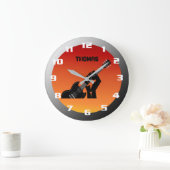 Cool Rock Guitar Monogramm Große Wanduhr (Zuhause)