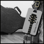 Cool Rock Guitar Music Travel Gepäckanhänger<br><div class="desc">Ein grafisches Bild eines schwarzen Akustikhalses auf Grau,  mit individuelle Name</div>