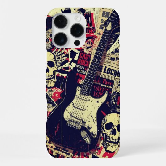 Cool Rock Guitar Skulls Guitarist Musician Gift iPhone Hülle (Rückseite)