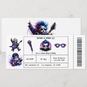 Cool Rock On Musik Konzert Ticket 1. Geburtstag Einladung