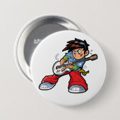 Cool Rock Star Gitarrist Fun Musiker Button (Vorne & Hinten)