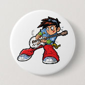 Cool Rock Star Gitarrist Fun Musiker Button (Vorderseite)