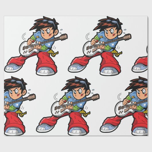 Cool Rock Star Gitarrist Fun Musiker Geschenkpapier (Flach)