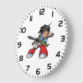Cool Rock Star Gitarrist Fun Musiker Große Wanduhr (Winkel)