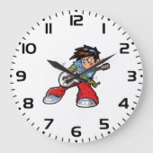 Cool Rock Star Gitarrist Fun Musiker Große Wanduhr (Vorderseite)