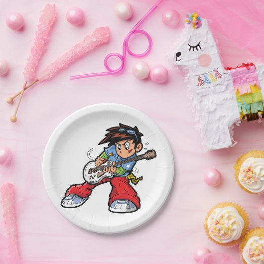 Cool Rock Star Gitarrist Fun Musiker Pappteller (Party)