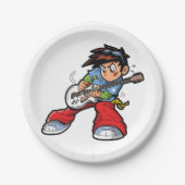Cool Rock Star Gitarrist Fun Musiker Pappteller (Vorderseite)