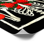 Cool Rocker Skeleton Santa Hat Christmas Punk Rock Poster (Ecke)