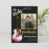 Cool Rocks Graduate Foto Modernes Black Gold Ankündigung (Stehend Vorderseite)