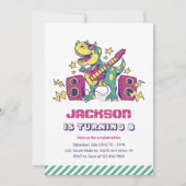 Cool Rockstar T-Rex Dinosaur Kindergeburtstag Einladung (Vorderseite)