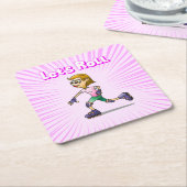 Cool Roller Skaten Girl Rechteckiger Pappuntersetzer (angewinkelt)