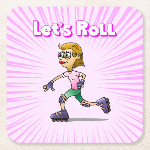 Cool Roller Skaten Girl Rechteckiger Pappuntersetzer