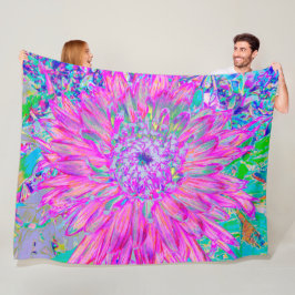 Cool rosa Blau und Lila Künstlerische Dahlia Blüte Fleecedecke