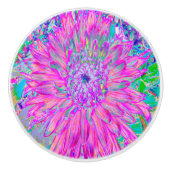 Cool rosa Blau und Lila Künstlerische Dahlia Blüte Keramikknauf (Vorderseite)