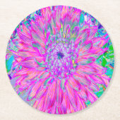 Cool rosa Blau und Lila Künstlerische Dahlia Blüte Runder Pappuntersetzer (Vorderseite)