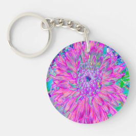 Cool rosa Blau und Lila Künstlerische Dahlia Blüte Schlüsselanhänger