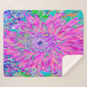 Cool rosa Blau und Lila Künstlerische Dahlia Blüte Sherpadecke (Vorderseite (Horizontal))