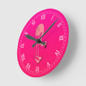 Cool rosa Cartoon Flamingo Runde Wanduhr (Winkel)