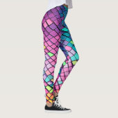 Cool rosa Farbenfrohe Meerjungfrau Schwanz Scales Leggings (Rechts)