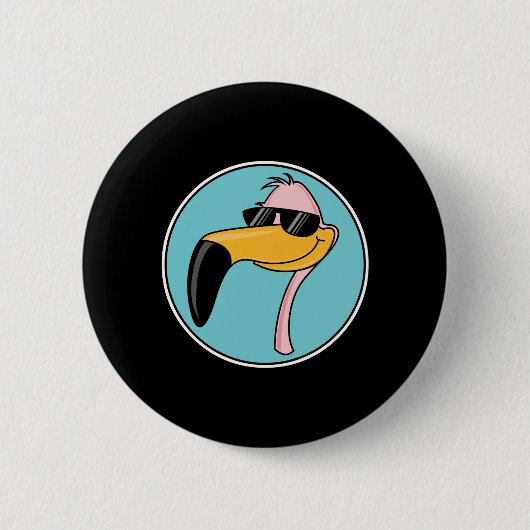 cool rosa Flamingo in einer Sonnenbrille Button (Vorderseite)