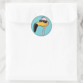 cool rosa Flamingo in einer Sonnenbrille Runder Aufkleber (Tasche)