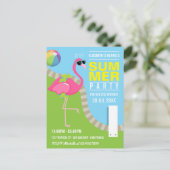 Cool rosa Flamingo Sommer Pool Geburtstagsparty Postkarte (Stehend Vorderseite)