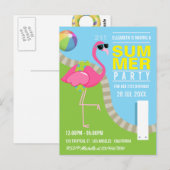 Cool rosa Flamingo Sommer Pool Geburtstagsparty Postkarte (Vorne/Hinten)