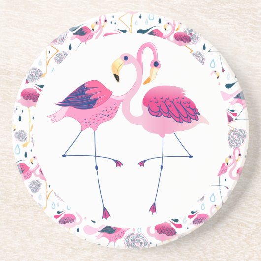 Cool-rosa-Flamingos-Illustration Untersetzer (Vorne)
