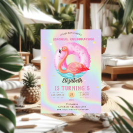 Cool rosa Flamingos Pool Float Holographic Einladung