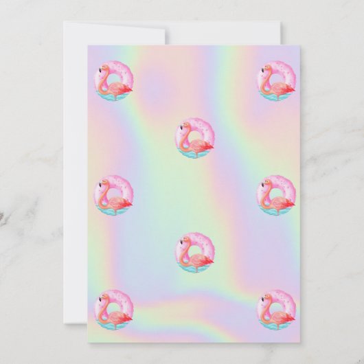Cool rosa Flamingos Pool Float Holographic Einladung (Rückseite)