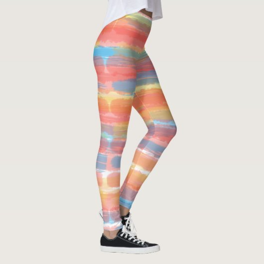 Cool rosa gelbe Streifen Leggings (Rechts)