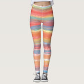 Cool rosa gelbe Streifen Leggings (Vorderseite)