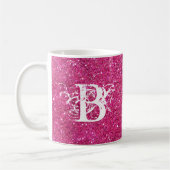 Cool rosa Glitzer Weiß Funky Monogram Custom Kaffeetasse (Links)
