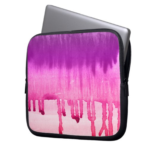 Cool rosa Lila Wasserfarbe Ombre Design Laptopschutzhülle (Vorderseite Links)