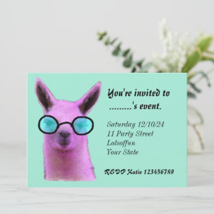 Cool-Rosa-Llama-individuelle Einladungen